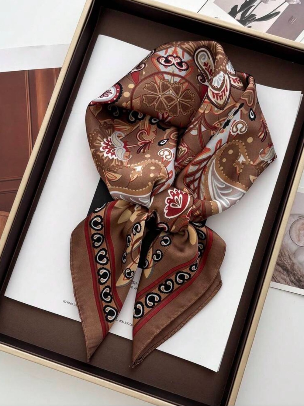 Chocolate Brown Faux Silk Scarf | 27.5”